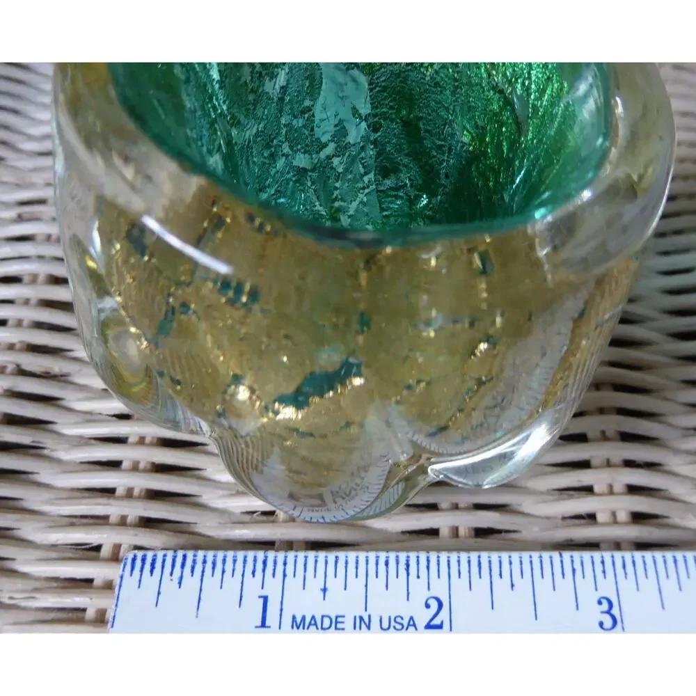 Barovier & Toso 24K Goldleaf Green Murano Glass Bud Vase 3